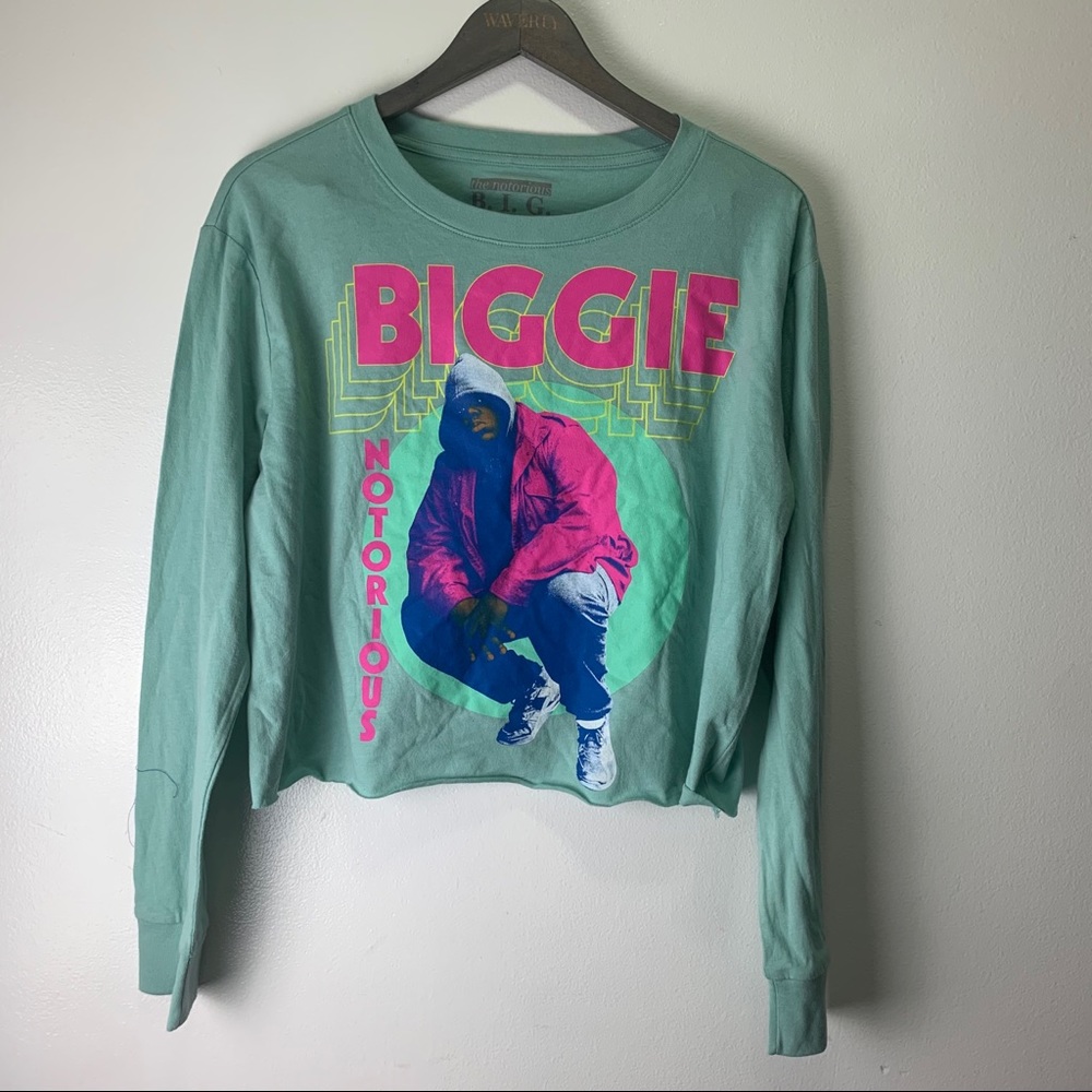Juniors notorious B.I.G long sleeve crop top sz L